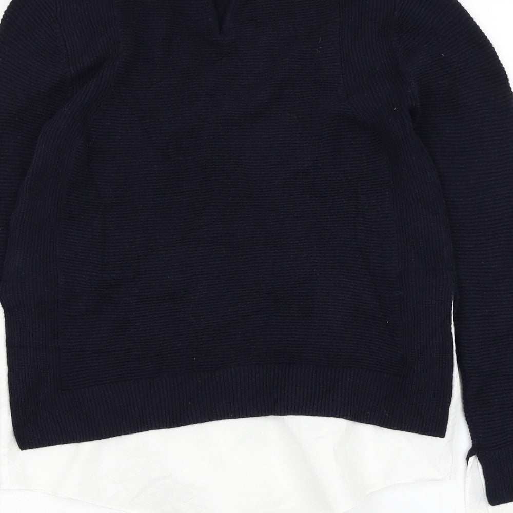 Ted Baker Womens Blue Collared Wool Pullover Jumper Size 6