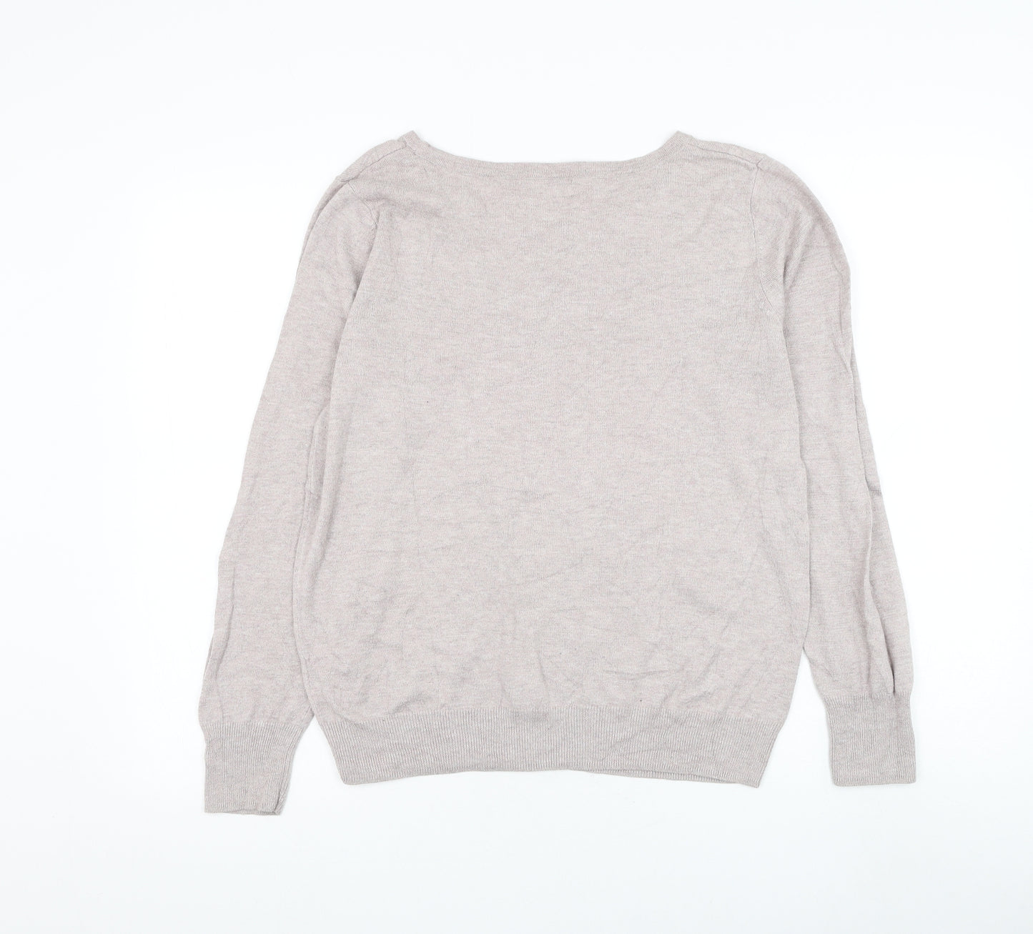 TU Womens Grey Round Neck Viscose Pullover Jumper Size 16 - Heart