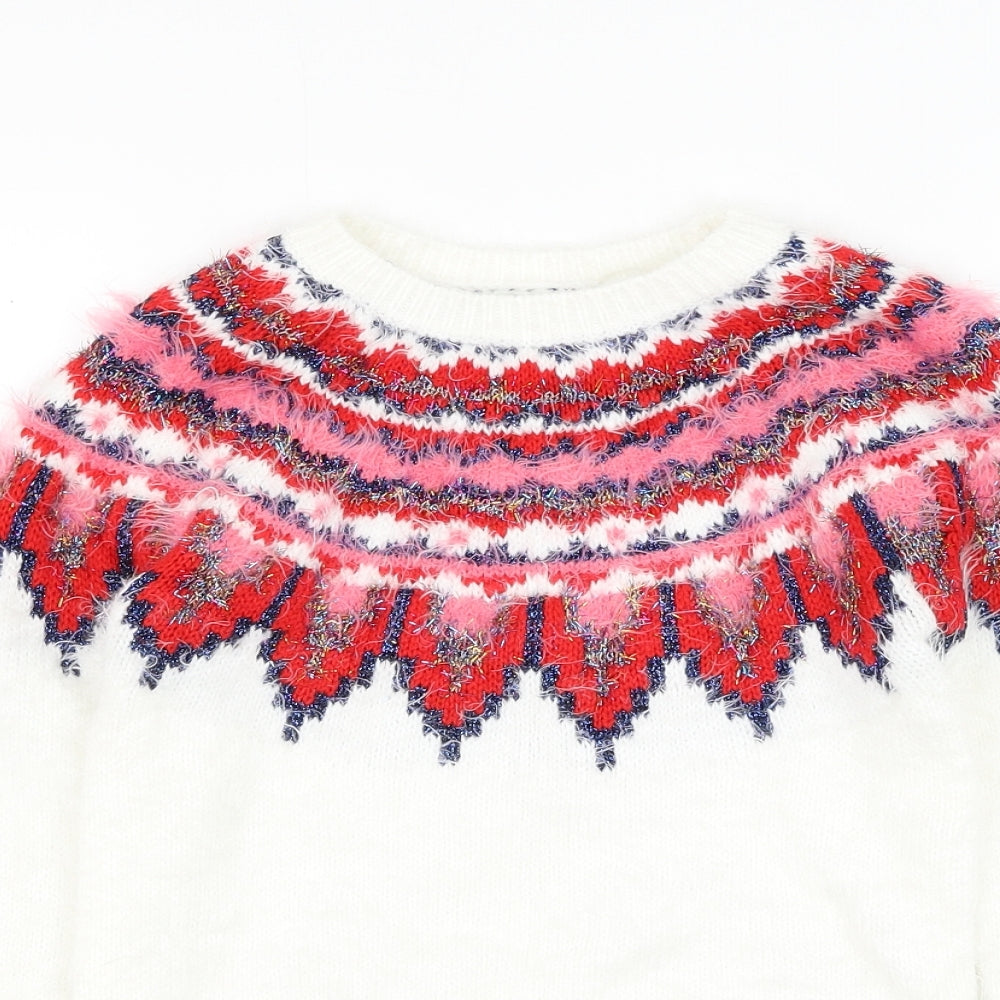 Matalan Girls Multicoloured Round Neck Geometric Polyamide Pullover Jumper Size 10 Years Pullover