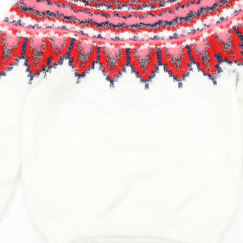 Matalan Girls Multicoloured Round Neck Geometric Polyamide Pullover Jumper Size 10 Years Pullover