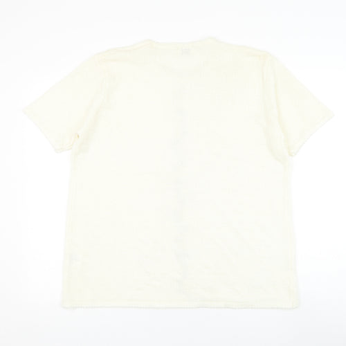 Bonmarché Womens Ivory Round Neck Acrylic Pullover Jumper Size XL - Flowers