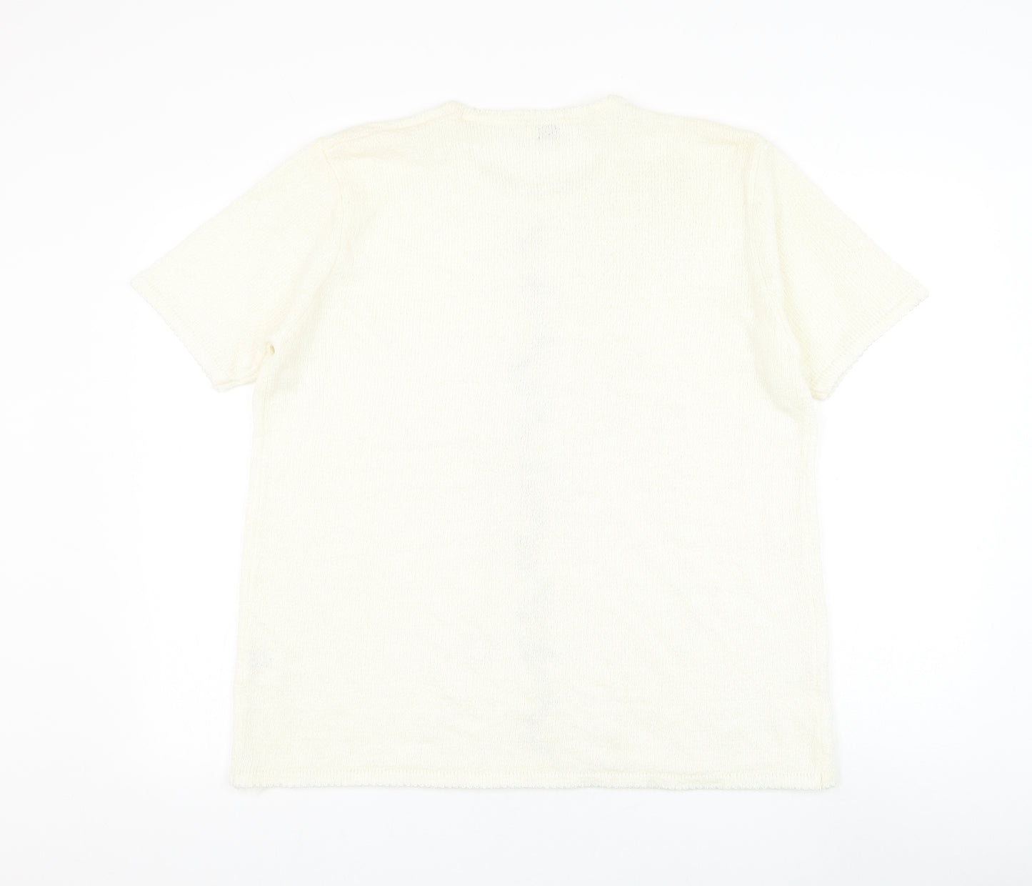 Bonmarché Womens Ivory Round Neck Acrylic Pullover Jumper Size XL - Flowers