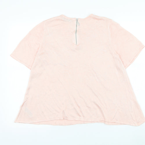 Marks and Spencer Womens Pink Round Neck Viscose Pullover Jumper Size 14