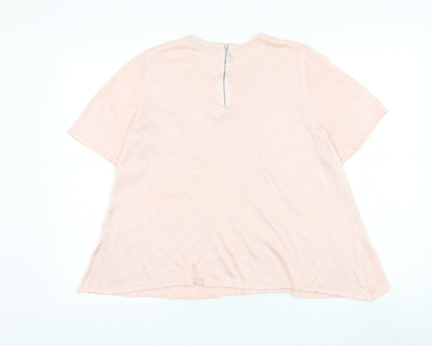 Marks and Spencer Womens Pink Round Neck Viscose Pullover Jumper Size 14