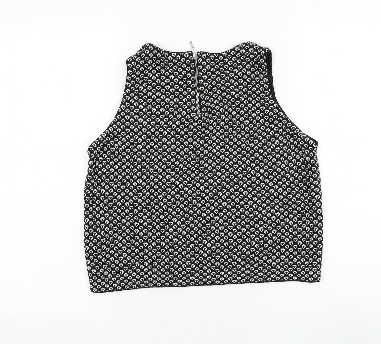 Zara Knit Womens Black Round Neck Geometric Acrylic Vest Jumper Size L