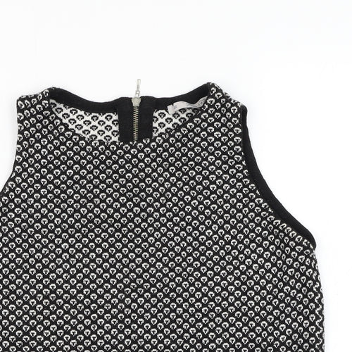 Zara Knit Womens Black Round Neck Geometric Acrylic Vest Jumper Size L