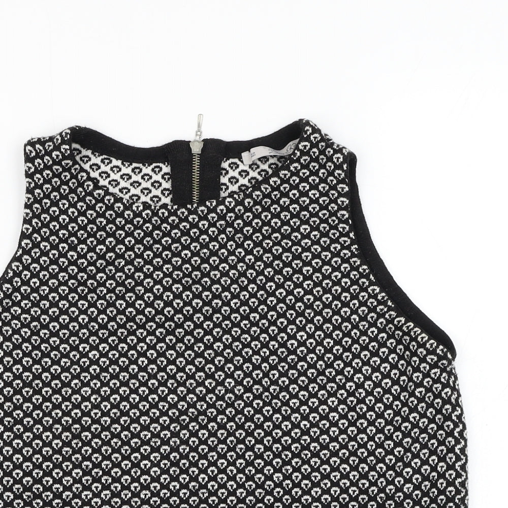 Zara Knit Womens Black Round Neck Geometric Acrylic Vest Jumper Size L