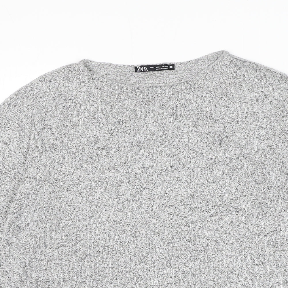 Zara Womens Grey Round Neck Polyester Pullover Jumper Size S