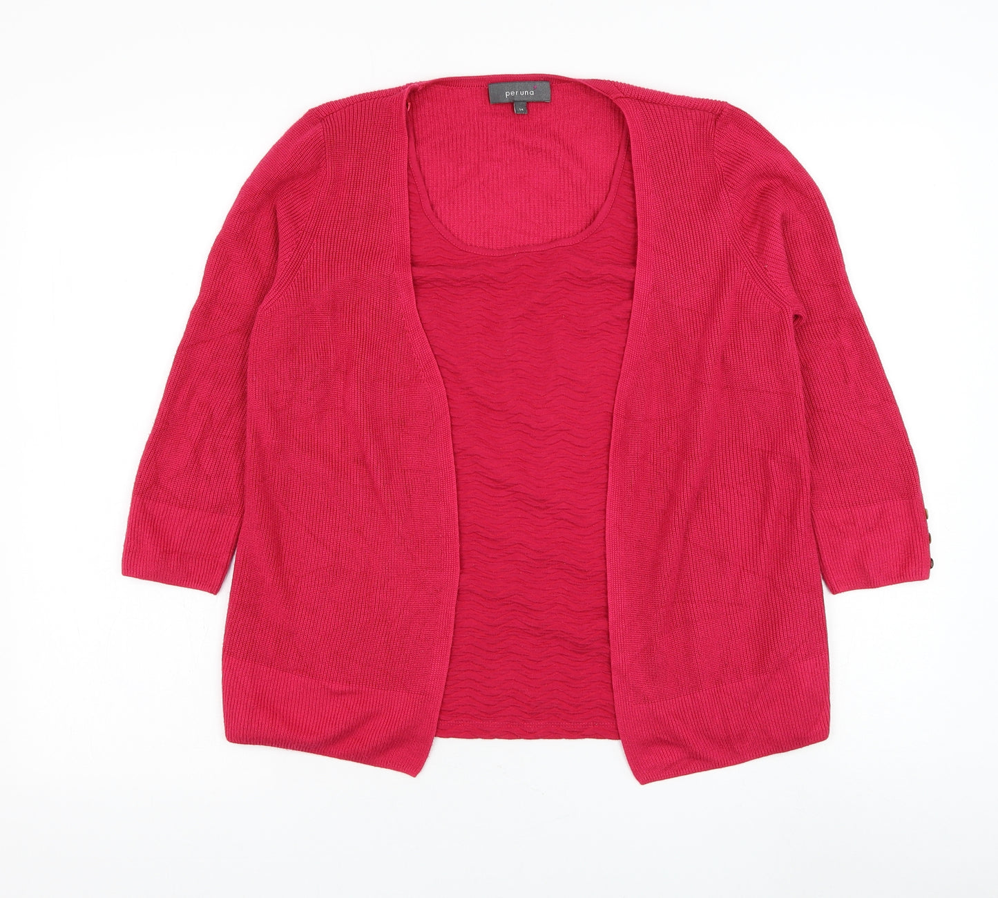 Marks and Spencer Womens Pink Round Neck Polyester Cardigan Jumper Size 14