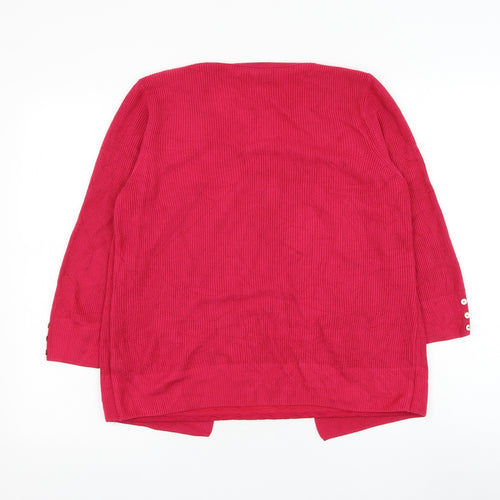 Marks and Spencer Womens Pink Round Neck Polyester Cardigan Jumper Size 14