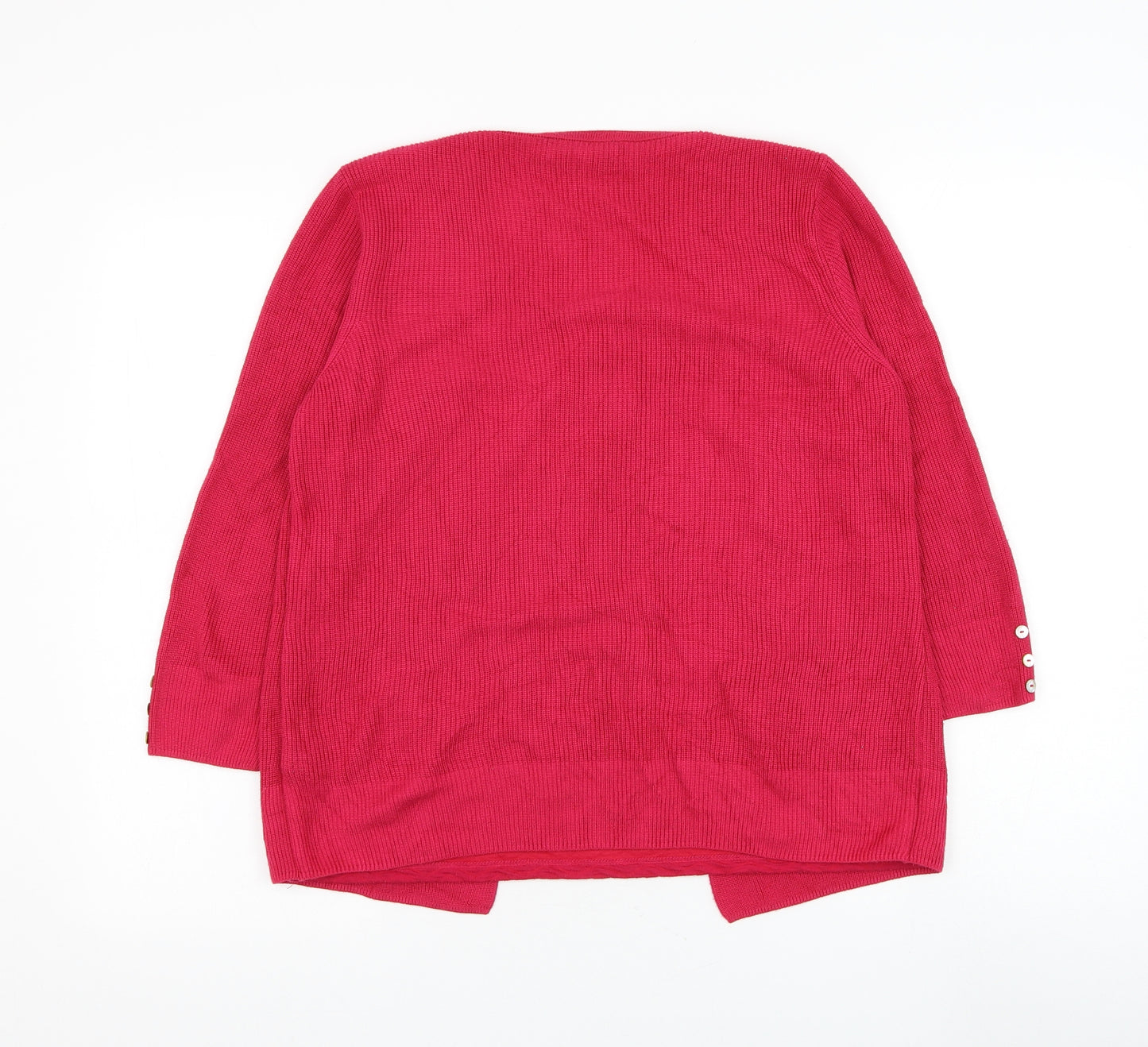 Marks and Spencer Womens Pink Round Neck Polyester Cardigan Jumper Size 14