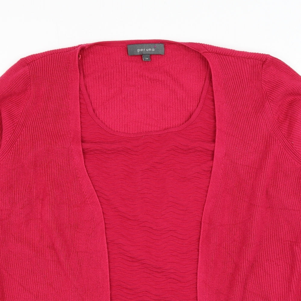 Marks and Spencer Womens Pink Round Neck Polyester Cardigan Jumper Size 14