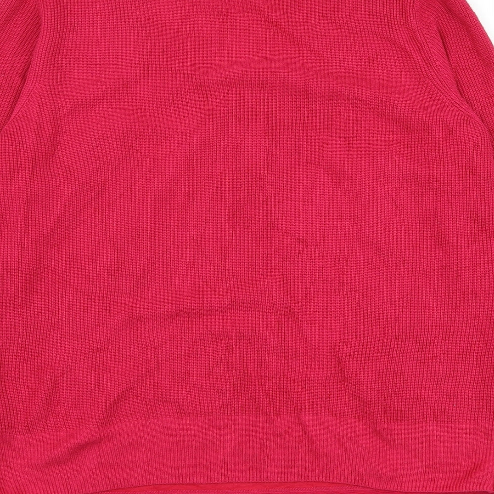 Marks and Spencer Womens Pink Round Neck Polyester Cardigan Jumper Size 14