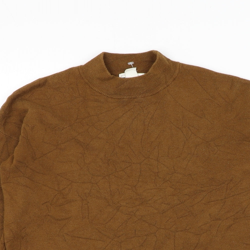 H&M Womens Brown Mock Neck Cotton Pullover Jumper Size XS