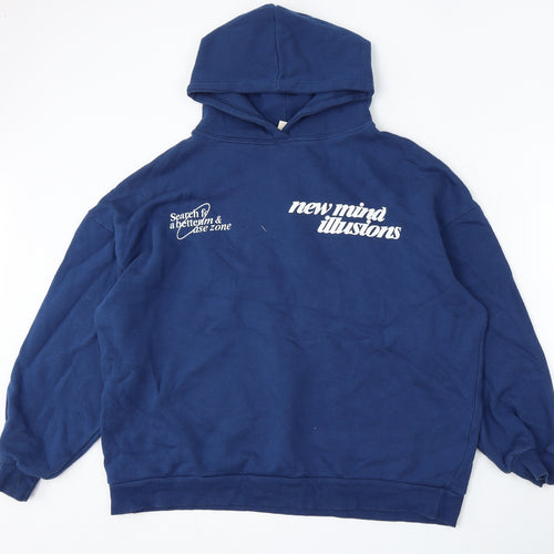 Pull&Bear Womens Blue Cotton Pullover Hoodie Size L - Unreal 21