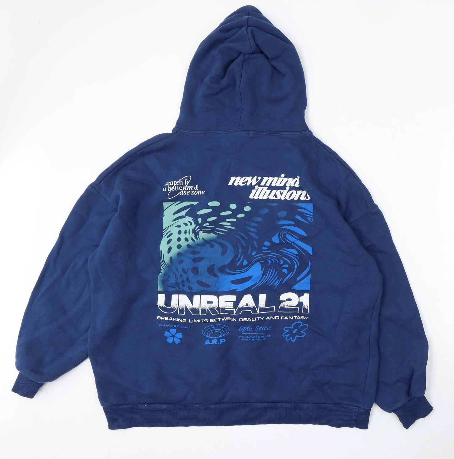 Pull&Bear Womens Blue Cotton Pullover Hoodie Size L - Unreal 21