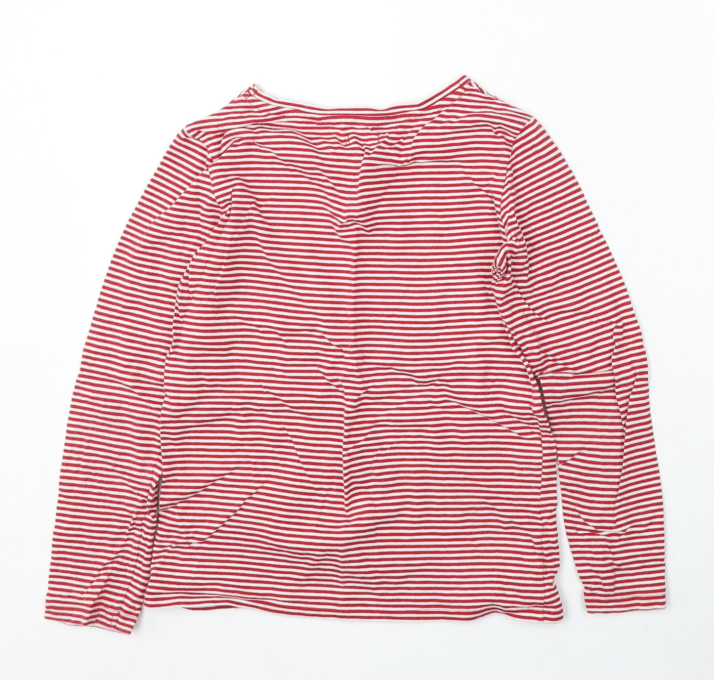 NEXT Girls Red Striped Cotton Basic T-Shirt Size 10 Years Round Neck - christmas