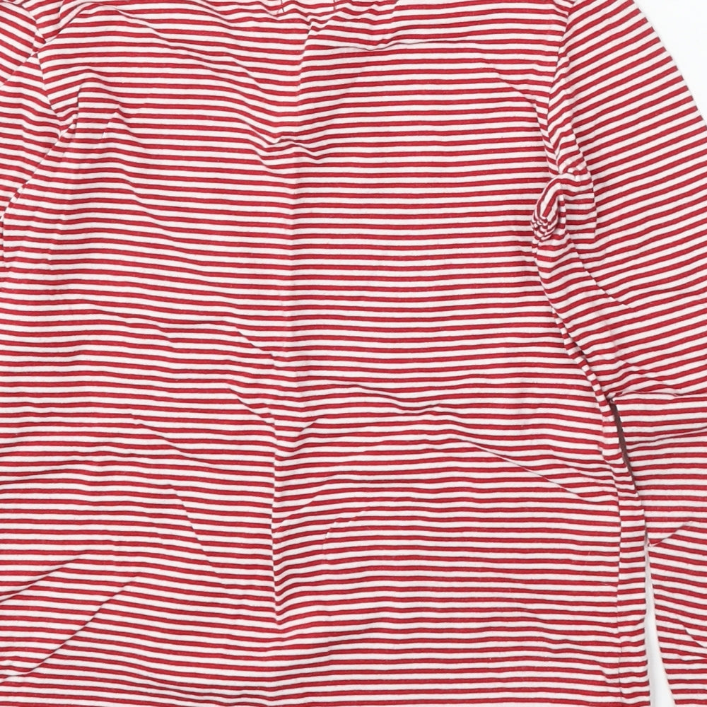 NEXT Girls Red Striped Cotton Basic T-Shirt Size 10 Years Round Neck - christmas