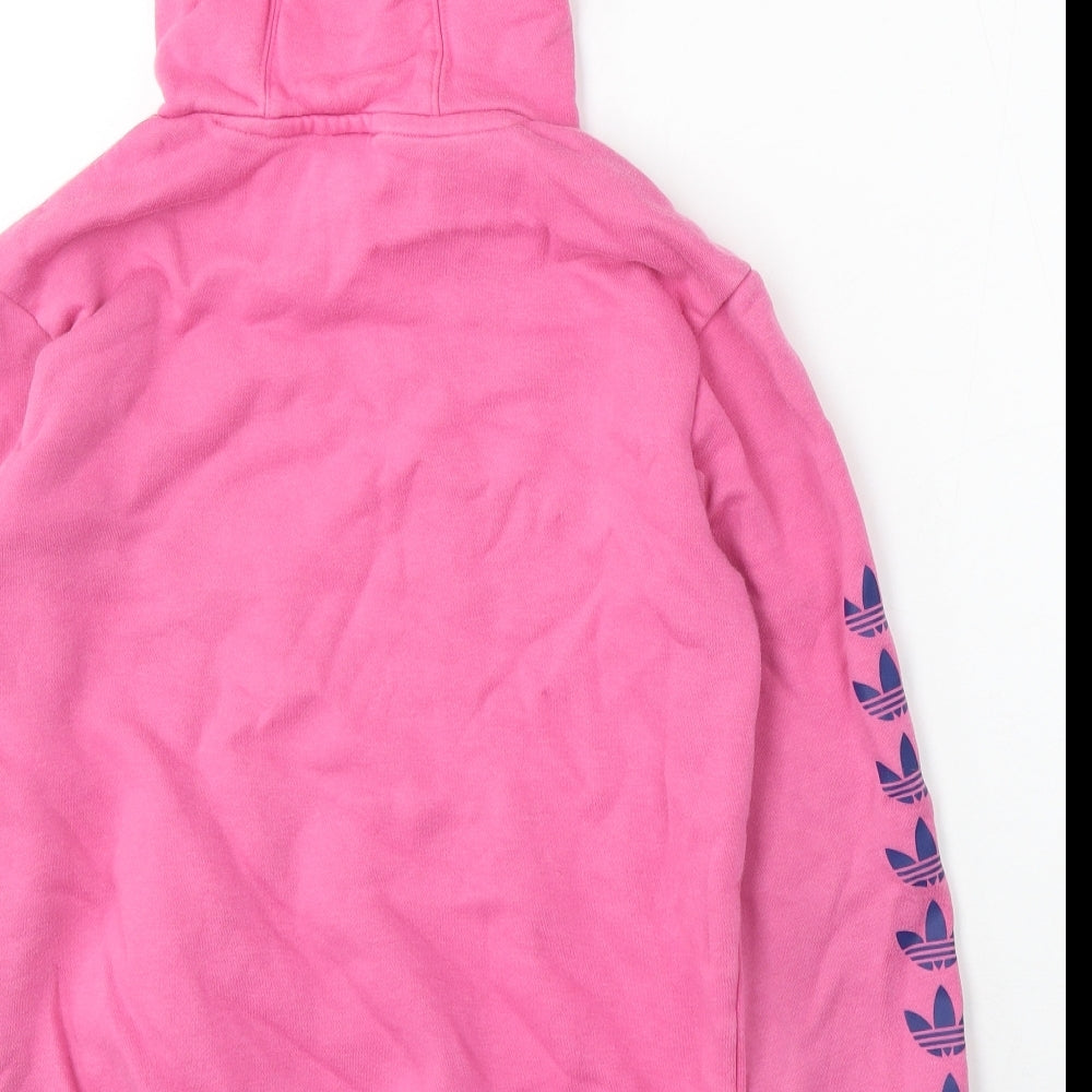 adidas Girls Pink Cotton Pullover Hoodie Size 11-12 Years
