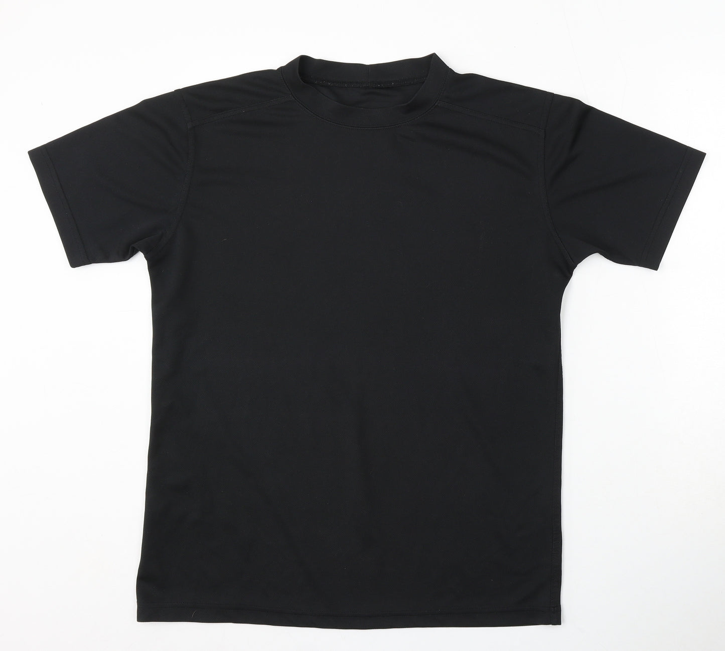 NATO Mens Black Polyester Basic T-Shirt Size L Round Neck