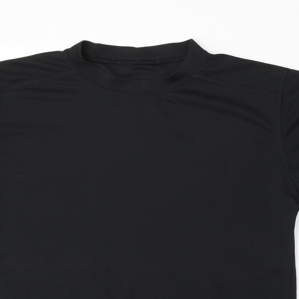 NATO Mens Black Polyester Basic T-Shirt Size L Round Neck
