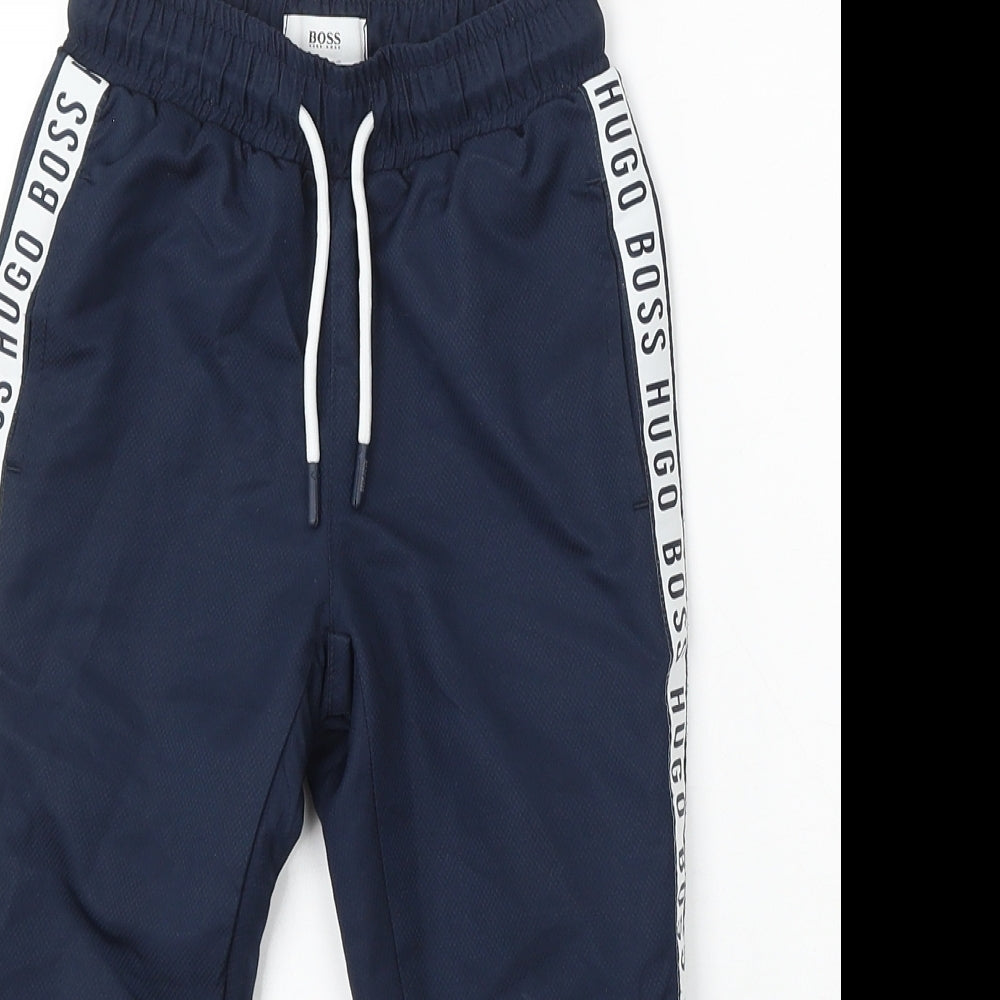 HUGO BOSS Boys Blue Polyester Jogger Trousers Size 4 Years Regular Drawstring