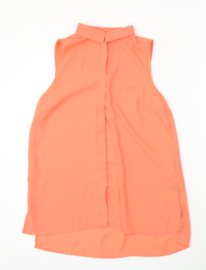New Look Womens Pink Polyester Basic Blouse Size 10 Collared