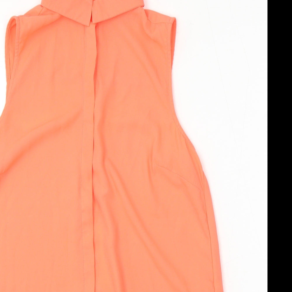 New Look Womens Pink Polyester Basic Blouse Size 10 Collared