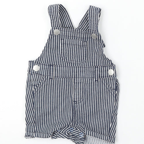 Primark Girls Blue Striped Cotton Dungaree Outfit/Set Size 3-6 Months Snap