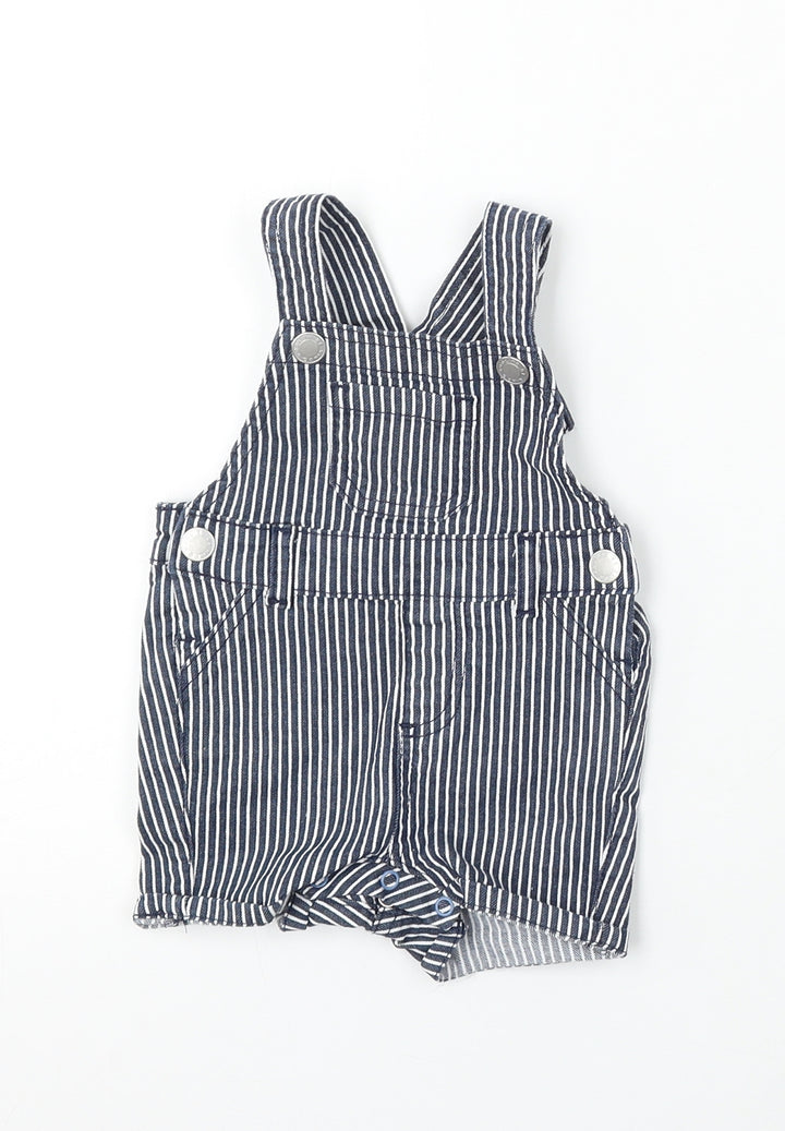 Primark Girls Blue Striped Cotton Dungaree Outfit/Set Size 3-6 Months Snap