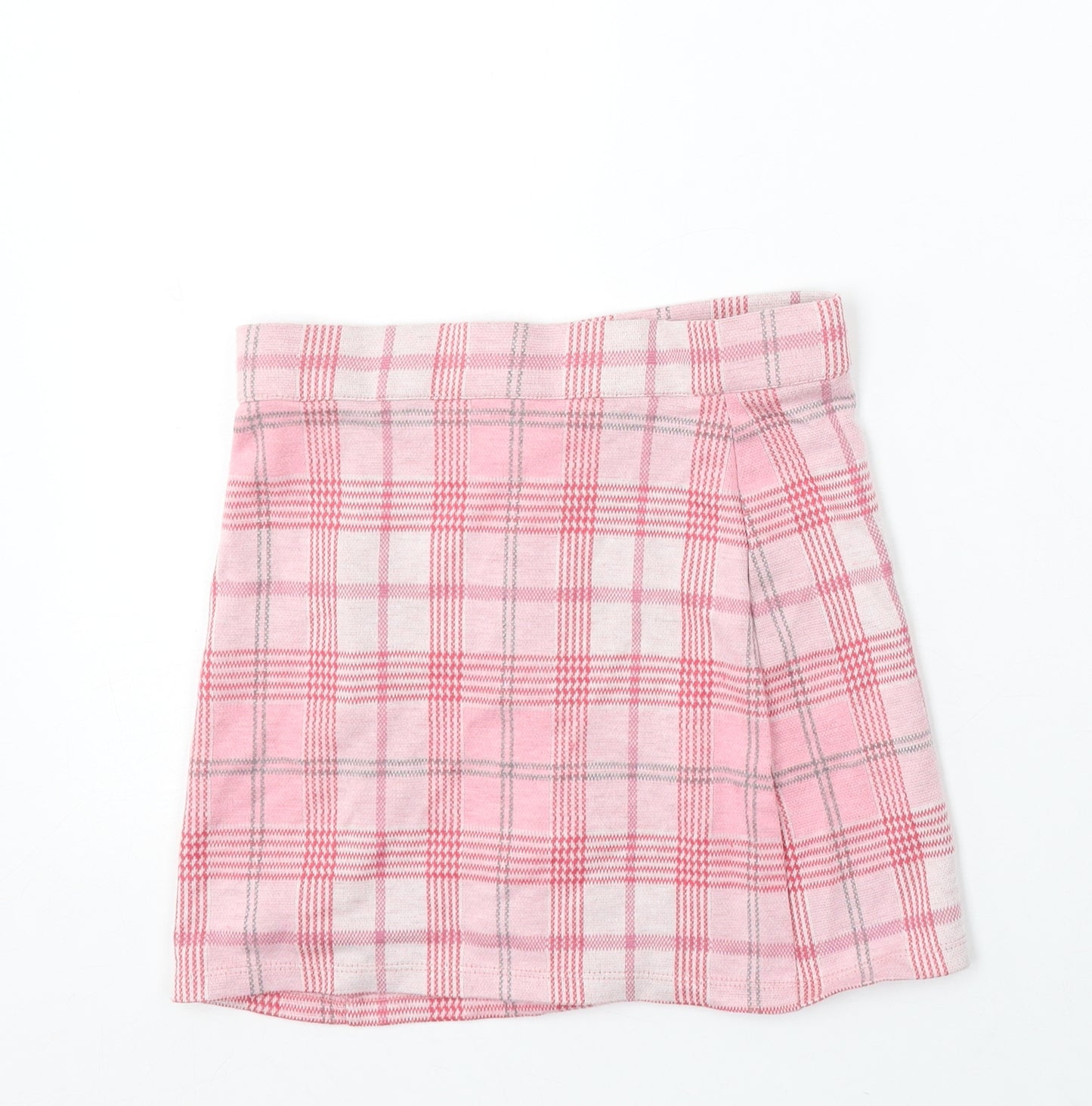 F&F Girls Pink Check Polyester Straight & Pencil Skirt Size 9-10 Years Regular Button