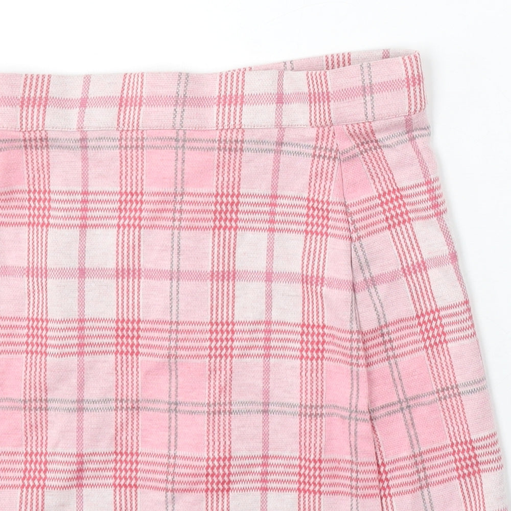 F&F Girls Pink Check Polyester Straight & Pencil Skirt Size 9-10 Years Regular Button