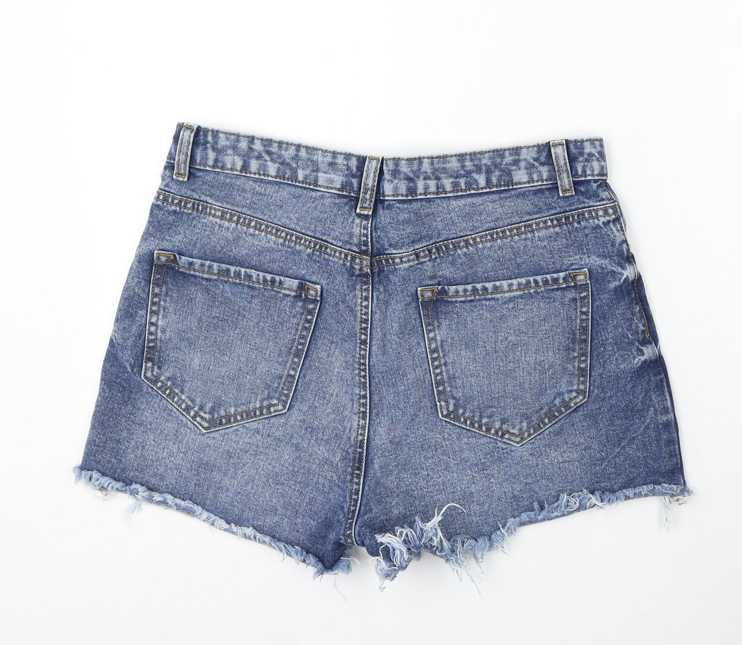 Denim & Co. Womens Blue Cotton Cut-Off Shorts Size 12 L4 in Regular Button - Distressed