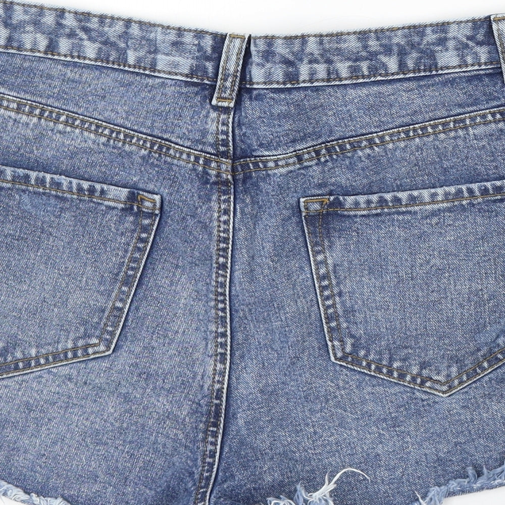 Denim & Co. Womens Blue Cotton Cut-Off Shorts Size 12 L4 in Regular Button - Distressed
