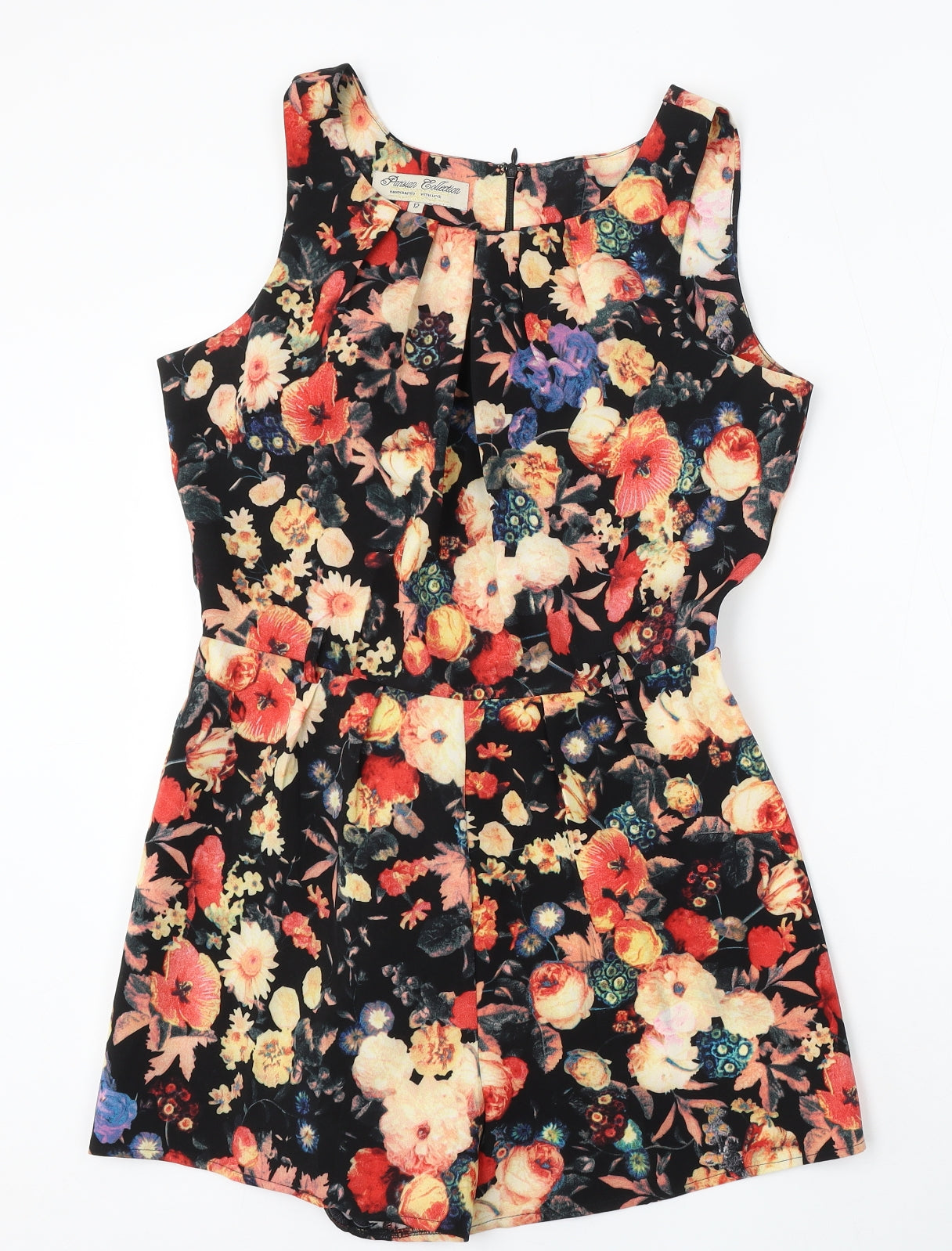 Parisian Collection Womens Multicoloured Floral Polyester Playsuit One-Piece Size 12 Zip