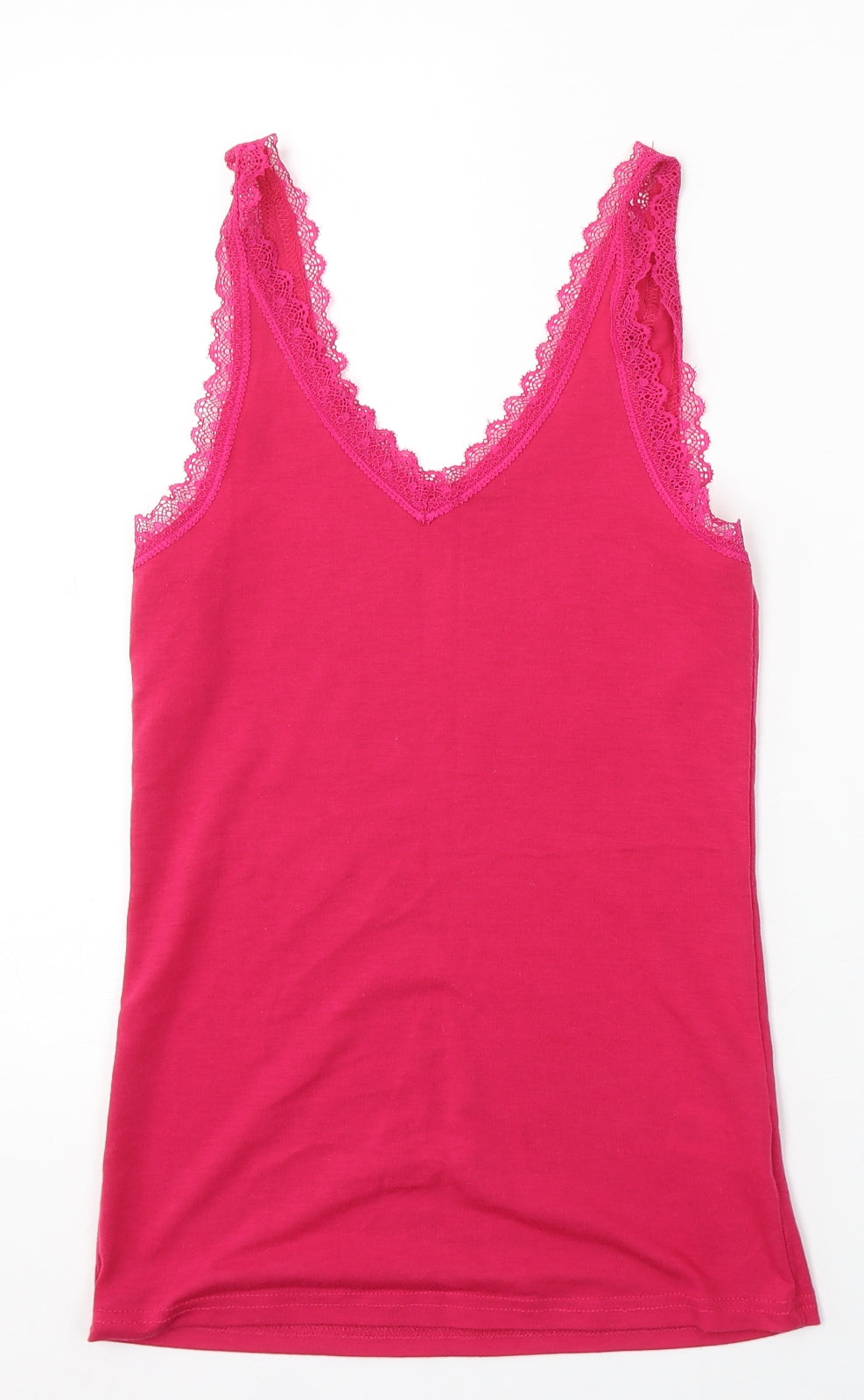 Primark Womens Pink Polyester Basic Tank Size 6 V-Neck