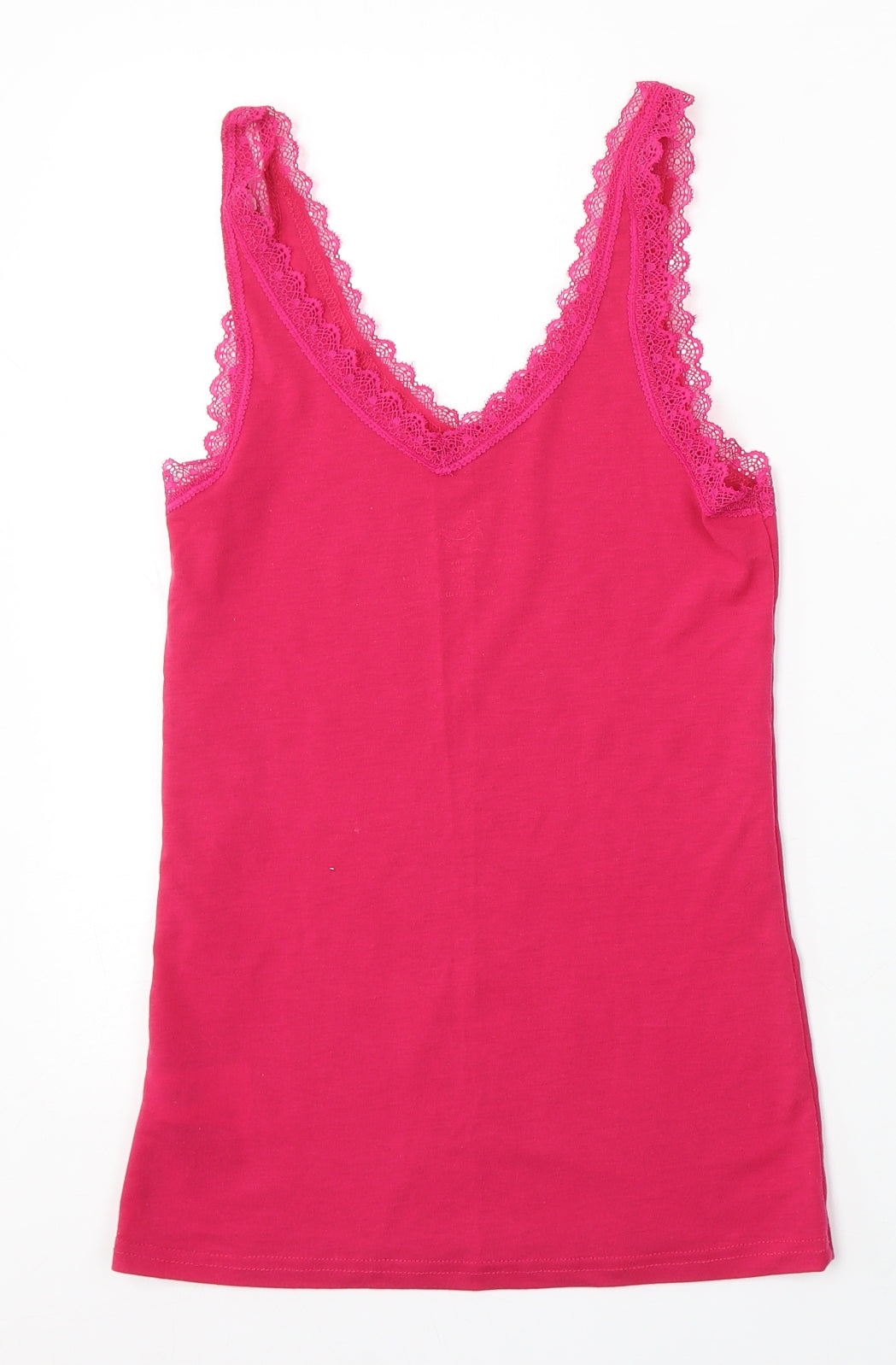 Primark Womens Pink Polyester Basic Tank Size 6 V-Neck