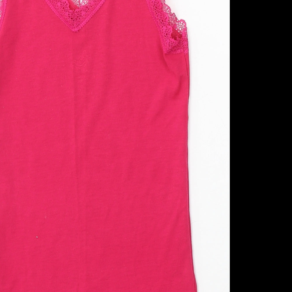 Primark Womens Pink Polyester Basic Tank Size 6 V-Neck