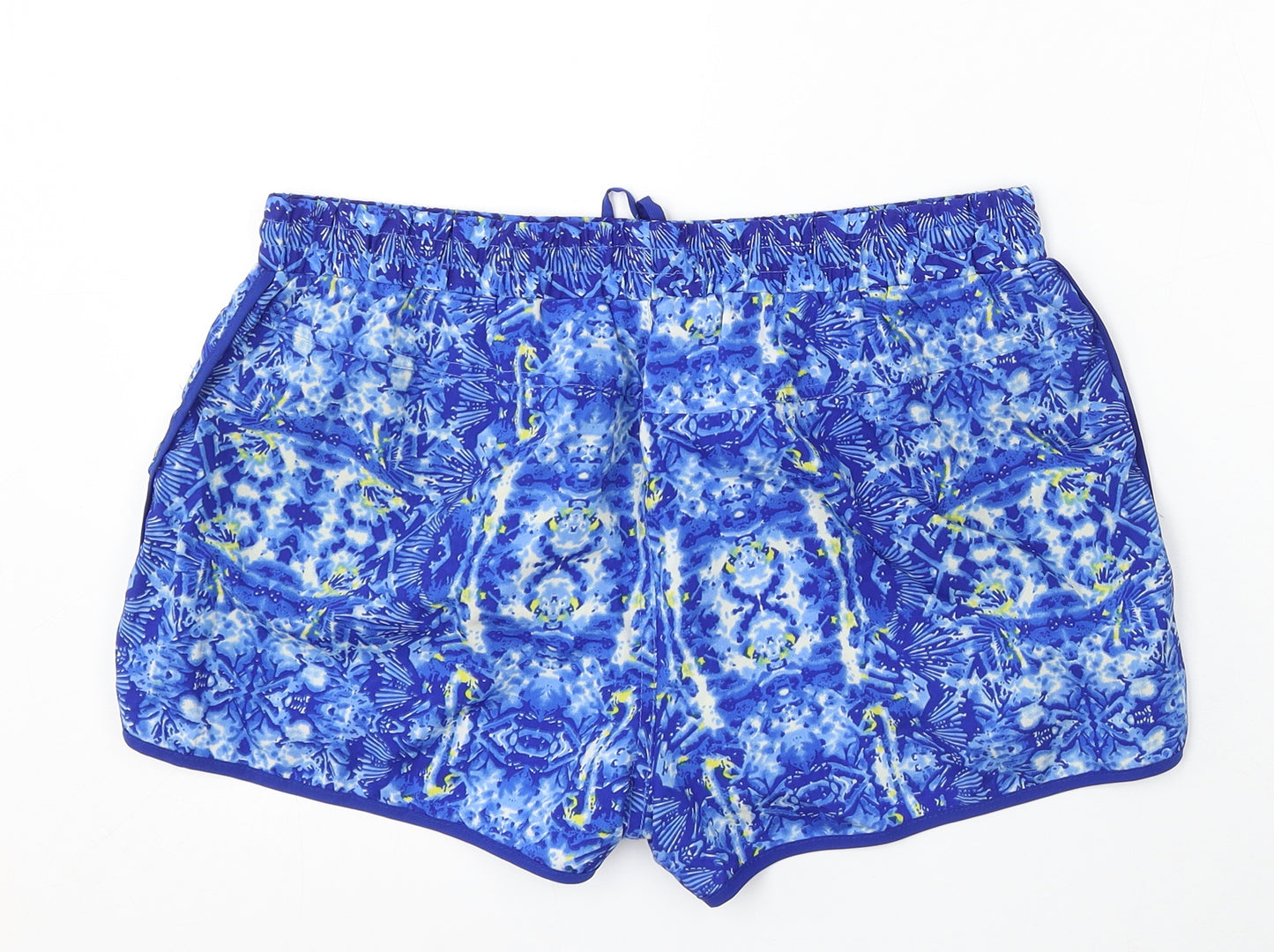 Atmosphere Womens Blue Geometric Polyester Sweat Shorts Size 12 L4 in Regular Drawstring