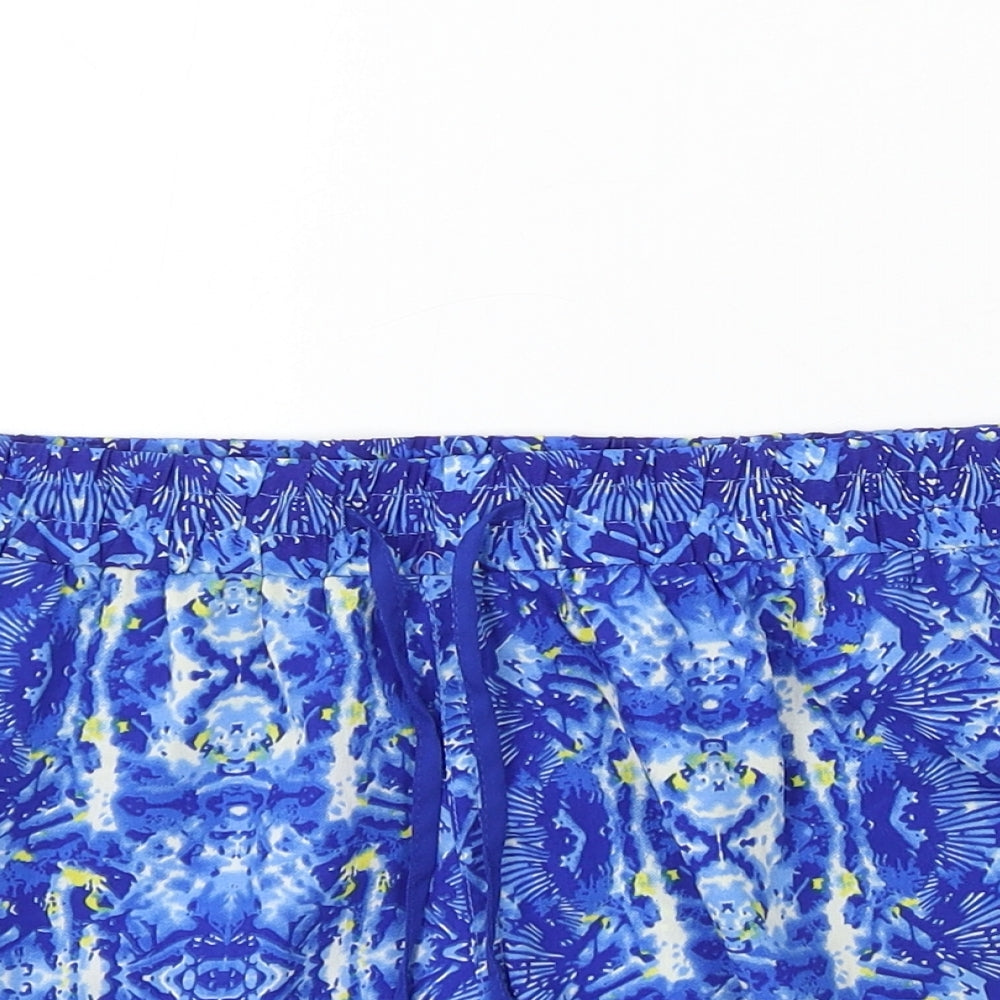 Atmosphere Womens Blue Geometric Polyester Sweat Shorts Size 12 L4 in Regular Drawstring