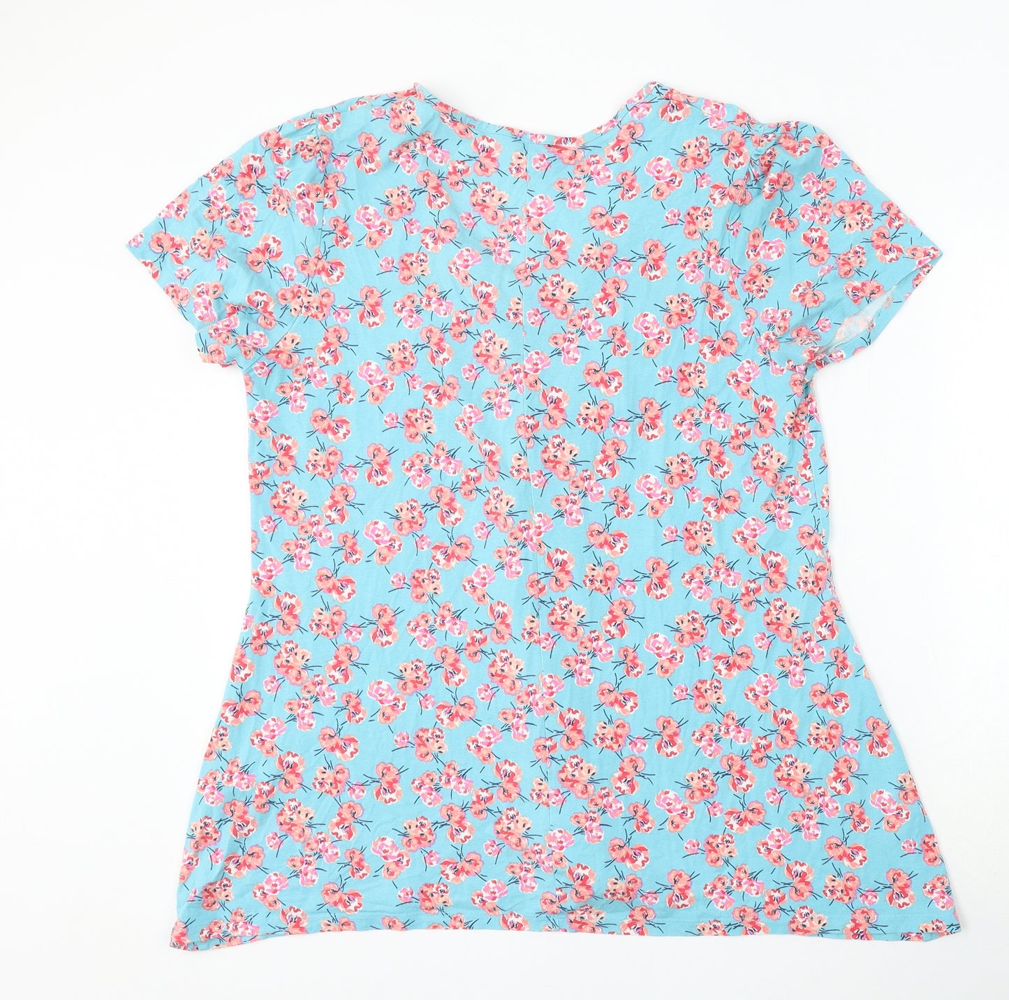 Rogers+Rogers Womens Blue Floral Viscose Basic Blouse Size 22 Round Neck