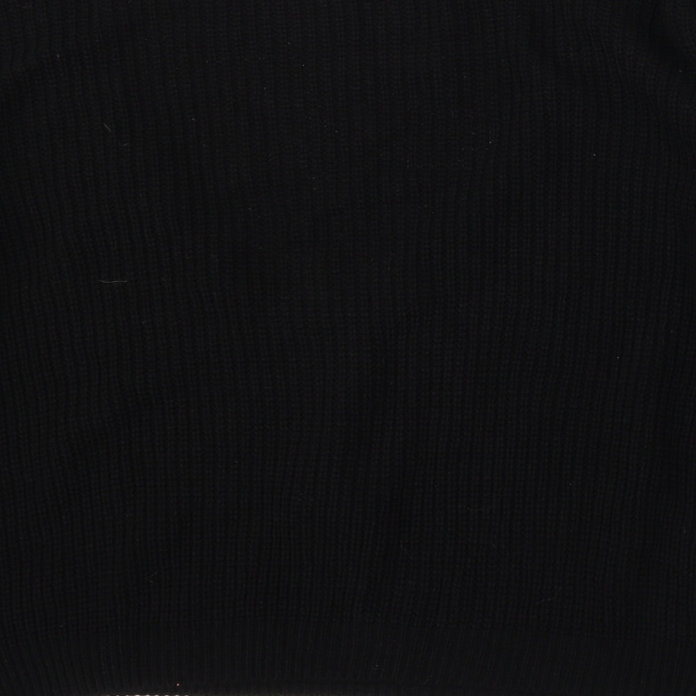 Boohoo Womens Black Scoop Neck Acrylic Pullover Jumper Size 20