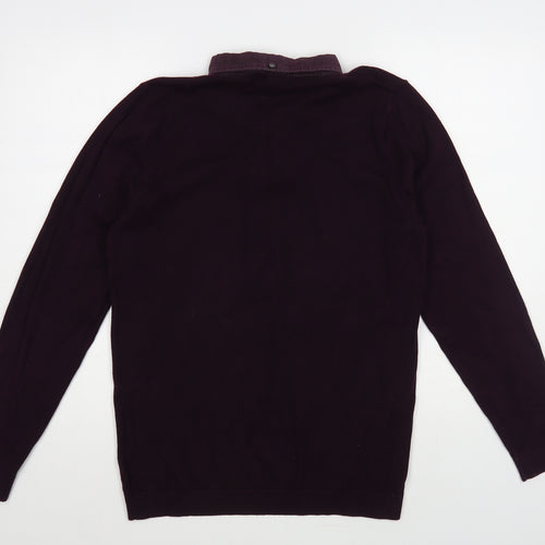 NEXT Mens Purple Collared Cotton Pullover Jumper Size M