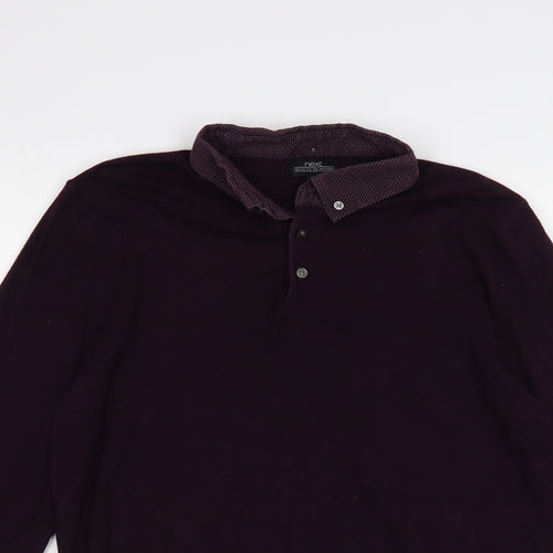 NEXT Mens Purple Collared Cotton Pullover Jumper Size M