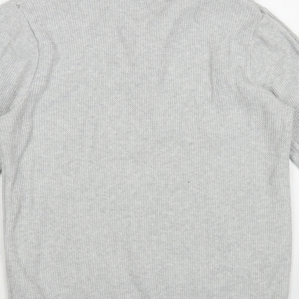 NEXT Mens Grey Cotton Polo Size S Collared Button