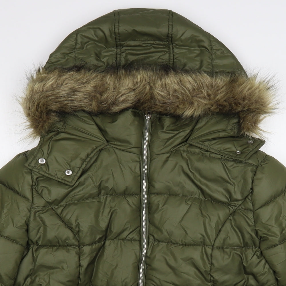 Primark Womens Green Pea Coat Jacket Size 10 Zip