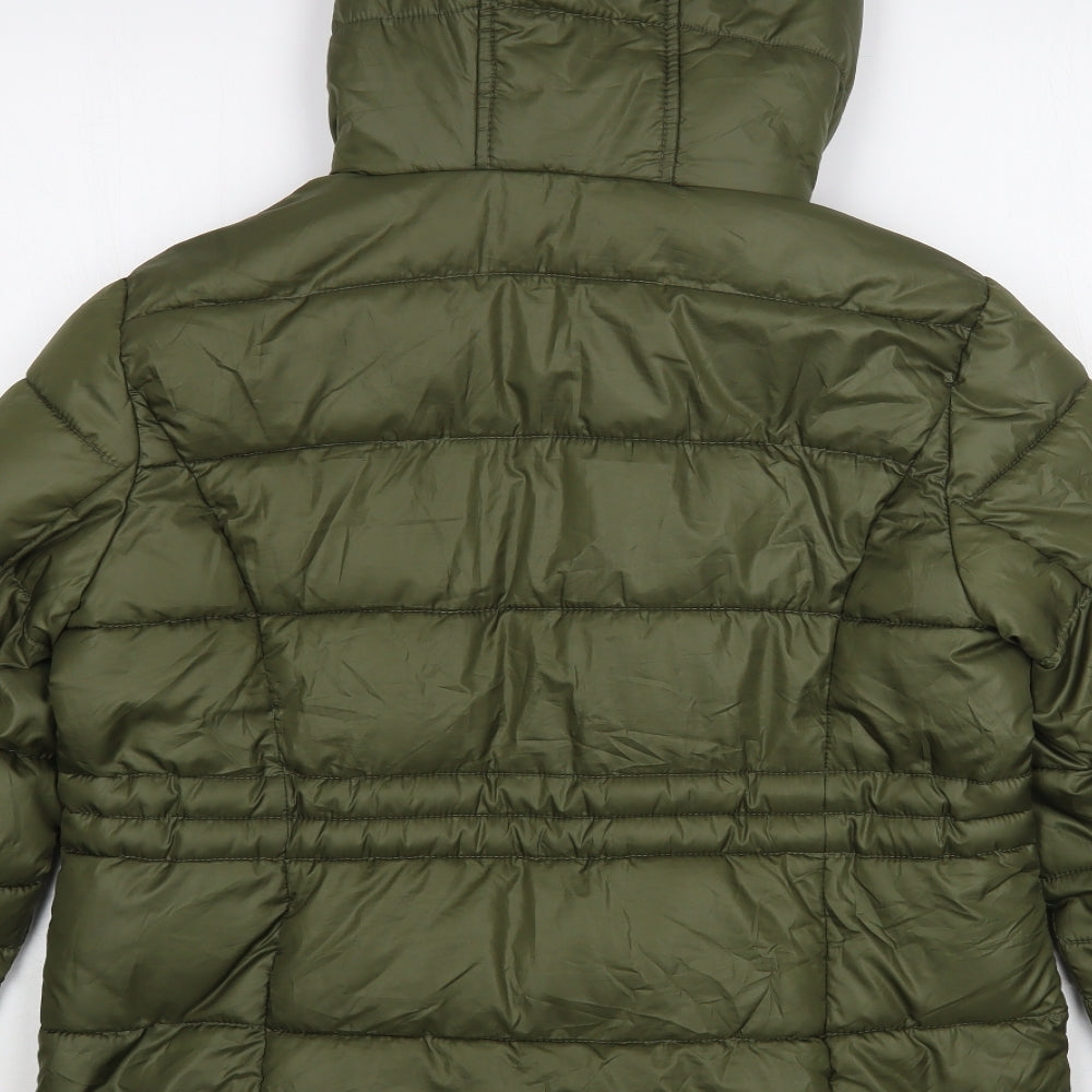 Primark Womens Green Pea Coat Jacket Size 10 Zip
