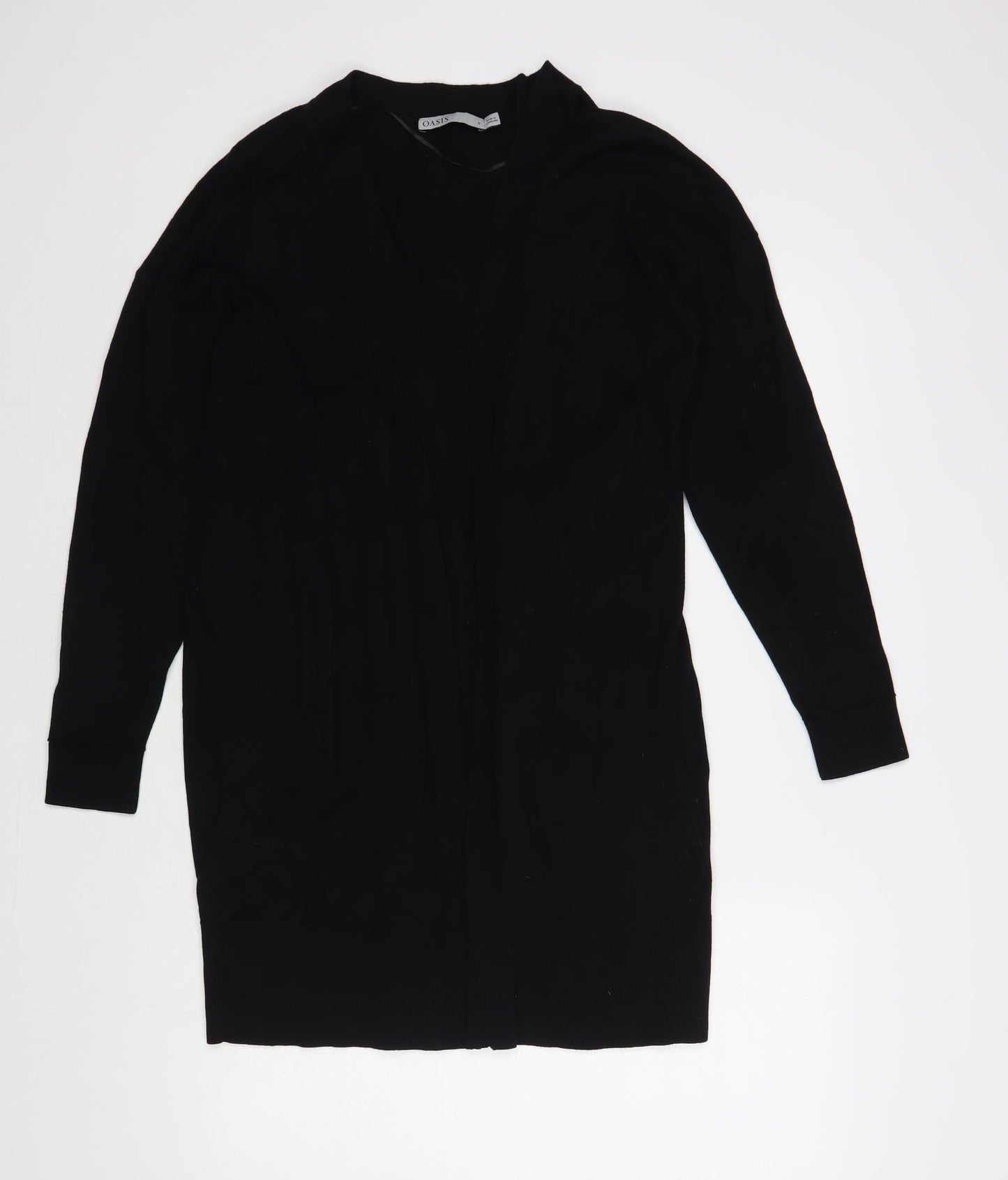 Oasis Womens Black V-Neck Cotton Cardigan Jumper Size S