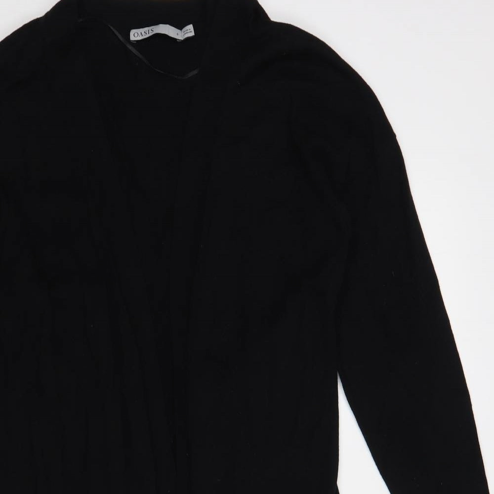 Oasis Womens Black V-Neck Cotton Cardigan Jumper Size S