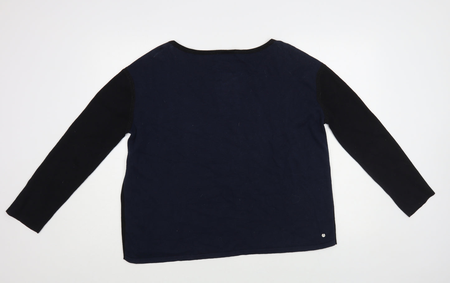 Trend Womens Black Boat Neck Cotton Pullover Jumper Size L